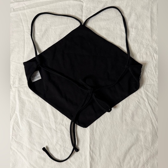 White Fox Black and Silver Rhinestone Halter Diamond Backless Top XS - Picture 3 of 8